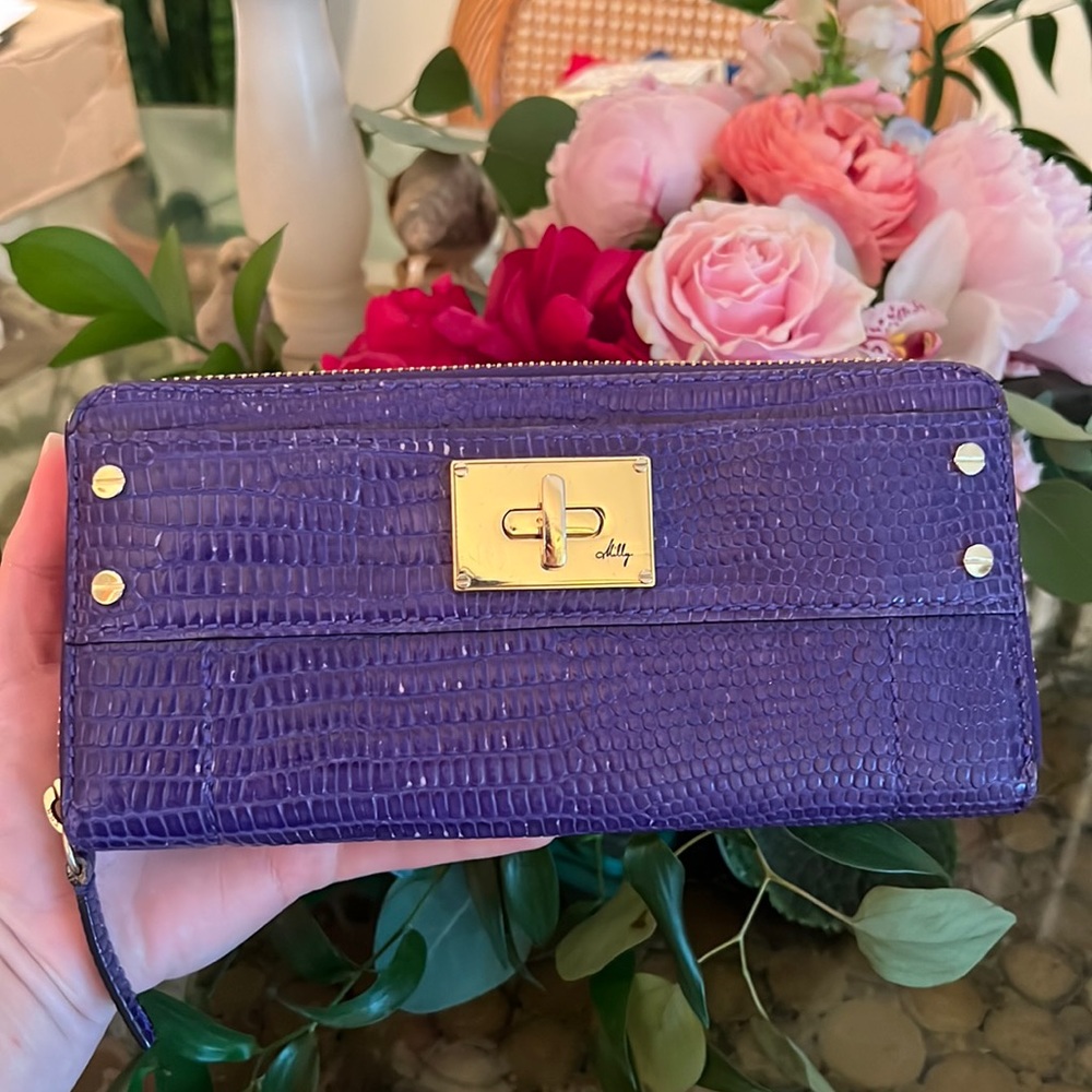 Milly Purple Leather Croc Wallet